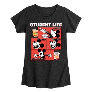 Girls' - Disney - Mickey Mouse Student Life Fitted Short Sleeve Graphic T-Shirt - 1 of 4