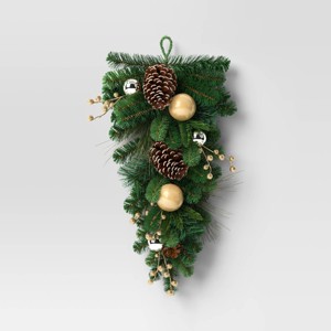 28" Decorated Pine Hanging Christmas Artificial Swag Green/Champagne Gold - Wondershop™ - 1 of 3