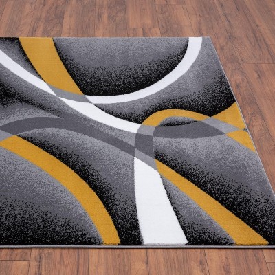 Yellow and Gray Abstract Geometric 2' x 3' Area Rug