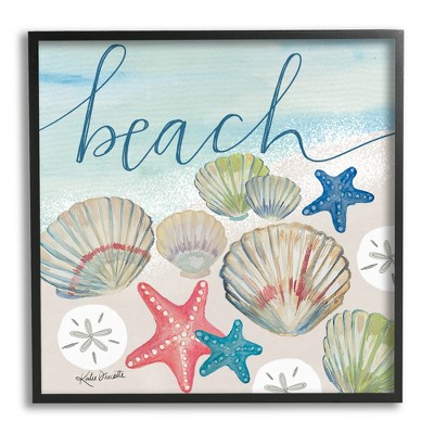 Stupell Beach Phrase Seashells and Sand Framed Giclee
