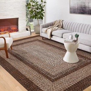 Braided Area Rug with Non-Slip Backing, Modern Accent Carpet for Bedroom, Living Room, Dining Room & Hallway, Foldable Low Pile Throw Rug - 1 of 4