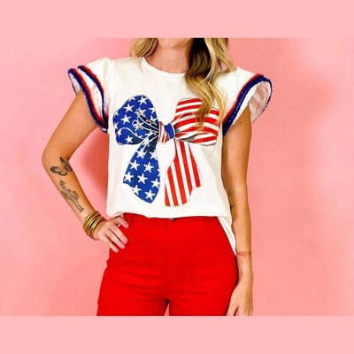 Women's Bow Ruffle Top - FANTASTIC FAWN