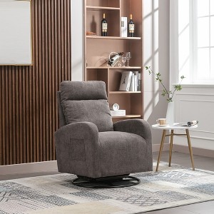 Glider Rocking Chair, Upholstery Comfortable Glider Chair, Metal Base Comfy Tall Back Rocking Armchair, Accent Reading Chair - 1 of 4