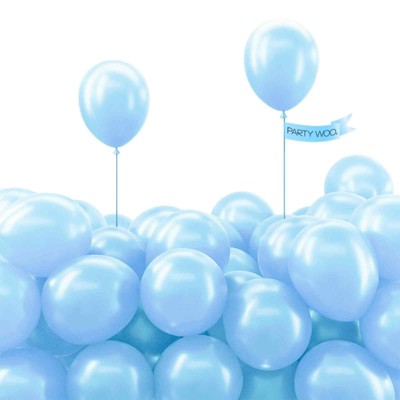 PartyWoo Balloons Light Blue Pearl Baby Pastel Aqua 5 Inch 120 pcs
