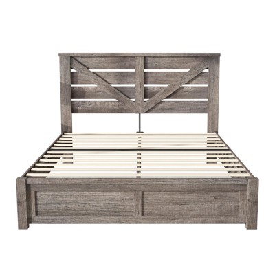 AMERLIFE Farmhouse Bed Frame with 49.2" Barn Door Headboard