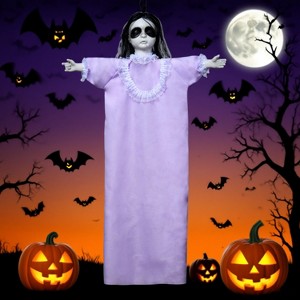 Joyfy Halloween Decorations Outdoor Hanging Ghost Doll Decor, 43’’ Purple Dress Scary Doll Skeleton for Halloween Indoor Outdoor Hanging Decorations - 1 of 4