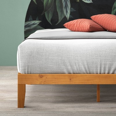 Rustic Pine Full Wood Platform Bed Frame with Slats