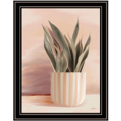 HomeRoots Striped Bohemian Plant Black Framed Print Wall Art