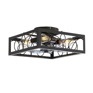 Airsurfer 16-Inch Black Farmhouse Flush Mount Ceiling Fans with Remote - 1 of 4