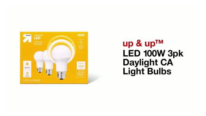 LED 100W 3pk Daylight CA Light Bulbs - up &#38; up&#8482;, 2 of 5, play video