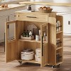 Kitchen Island with Storage, Retro Island Table with Glass Door Cabinet and Drawer - 3 of 4