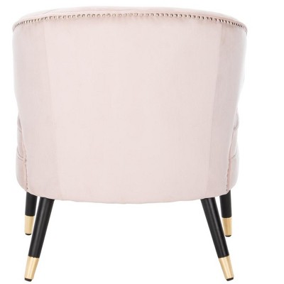 27'' Blush Pink Velvet & Black Wood Transitional Armless Chair