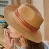 Women's Brown Faux Leather Band Straw Hat - Cupshe - 4 of 4