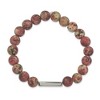 Chisel Stainless Steel Polished ID Plate 8.5mm Rhodochrosite Beaded Stretch Bracelet - 3 of 4
