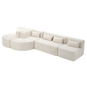 NicBex Modular 143.7" L Shape Sectional Sofa Sleeper Couch Set with 5 Pillows for Living Room - 1 of 4
