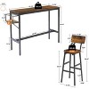 Racxily Industrial Dining Table Set & Dining Benchesstool: Kitchen Counter Table, Space-Saving, Easy-Clean,for Breakfast/Living/Party Use - 2 of 4