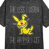 It's Happy Bunny The Less I Listen The Happier I Get Crew Neck Short Sleeve Black Heather Women's Night Shirt - image 2 of 2