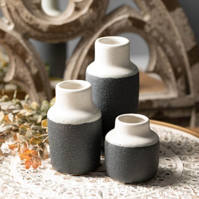 Trio of Timeless Ceramic Vases in White and Black