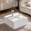 Airsurfer Square White Textured Coffee Table Contemporary Minimalist Coffee Table Living Room Centerpiece for Modern Living Rooms - 2 of 4
