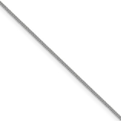 Black Bow Jewelry 0.8mm 14k White Gold Diamond Cut Square Wheat Chain Necklace