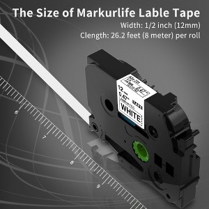 12mm Tape, Label Tape 12mm 0.47 Laminated Tape, Transparent background with blue text - 1 of 4