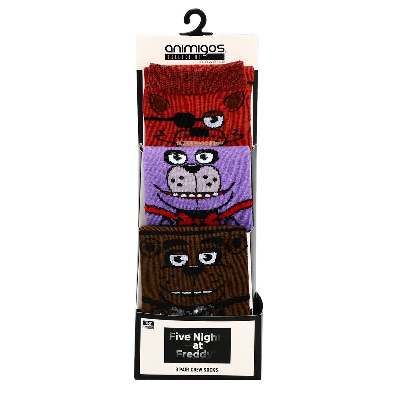 Five nights at freddy's Animatronics 3-Pack Animigos crew Socks for Youth, 5 of 7