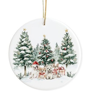 Lomsoe Dogs Ornament Dogs Lovers Christmas Xmas Ornaments Decor Funny Christmas Hanging Ceramic Ornament - 1 of 4