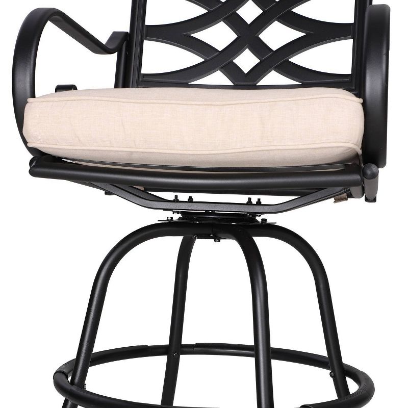 3pc Outdoor Set with Swivel Stools, Cushions & Square Metal Table - Captiva Designs - Ideal for Patio, Porch, Garden, 6 of 18