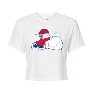 Women's - Peanuts - Linus Snowball Cropped Graphic T-Shirt - 1 of 4