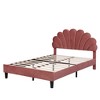 TIRAMISUBEST Full/Queen Size Upholstered Platform Bed with Flower Pattern Velvet Headboard, Velvet Bed Frame with Slats Support - 4 of 4