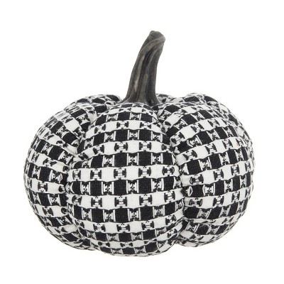 FURNIinspire Decorative Objects Fabric Black White Plaid Pumpkin Decor, Party Decorations, Living Room Decor For Holiday, Multicolored, 7"*7"*6.7"