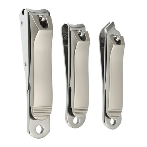 Unique Bargains Nail Clippers for Nail Care Portable Stainless Steel Zinc  Alloy Titanium Tone Silver Tone 3 Pcs