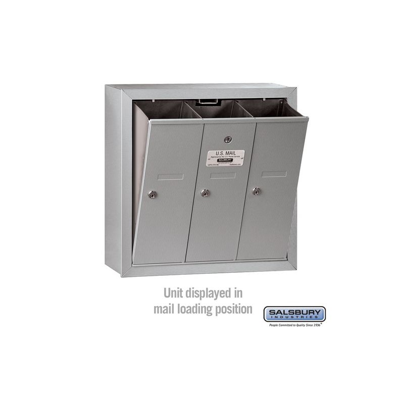 Salsbury Industries Vertical Mailbox - 3 Doors - Aluminum - Surface Mounted - USPS Access, 3 of 6