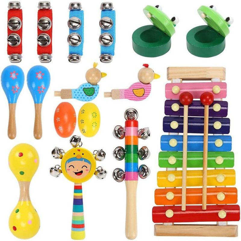 Wooden Kid Musical Instruments Kids Toys Musical Instruments Toys Wooden Percussion Instruments with Xylophone Rattles, 2 of 8