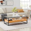 Saarinen Glass Top Coffee Table Golden Oak - Danya B.: Scandinavian Style, Clear Top, Metal Frame, Storage Compartment - 3 of 4