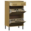 vidaXL Shoe Rack with Metal Legs Brown Solid Wood Pine OSLO - 3 of 4