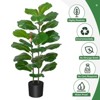 39" Large Fake Plant in Pot Fig Artificial Tree 27 Leaves for Indoor Outdoor House Home Office Garden Modern Decoration - 2 of 4