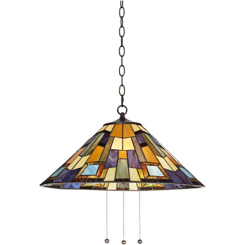 Robert Louis Tiffany Bronze Plug In Swag Pendant Chandelier 21 1/4" Wide Tiffany Style Art Glass Fixture for Dining Room House (Colors May Vary), 5 of 10