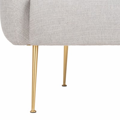 Alena Transitional Barrel Accent Chair in Light Grey with Gold Legs