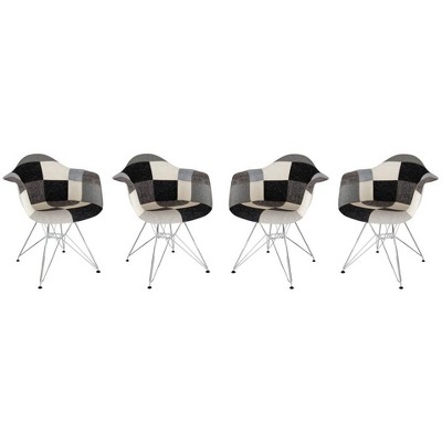 LeisureMod Willow Fabric Eiffel Accent Chair with Chrome Metal Legs Set of 4