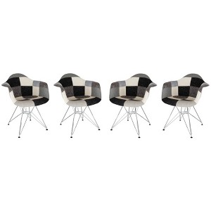 LeisureMod Willow Fabric Eiffel Accent Chair with Chrome Metal Legs Set of 4 - 1 of 4