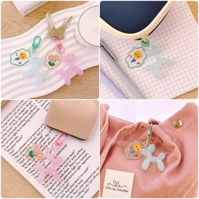 Wrapables Cute Balloon Dog Keychain, Bag Charm Accessory for Purse Handbag Backpack (Set of 2) Pink and Blue — фото 3