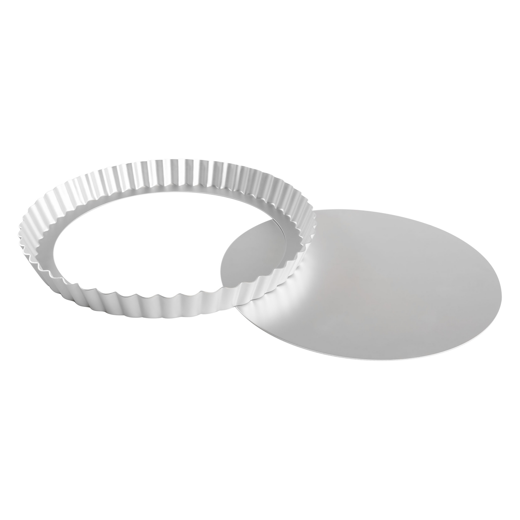 Fat Daddio's PFT-95 Anodized Aluminum Round Fluted Tart Pan, 9.5" x 1", Silver