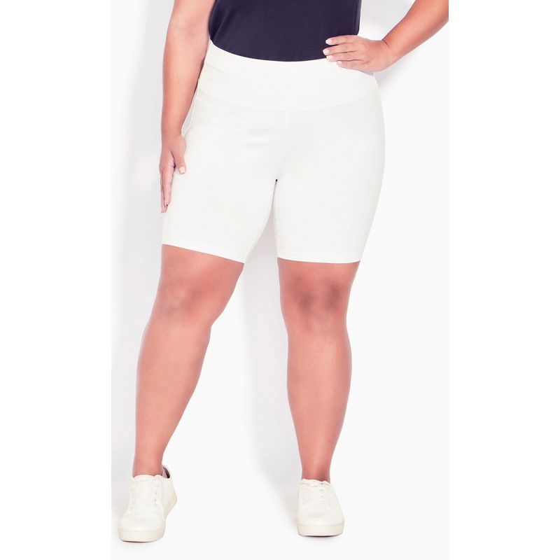 Women's Plus Size Supima® Bike Short - white | AVENUE, 1 of 4