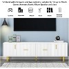 Modern TV Stand for TVs Up to 75 Inches with Champagne Legs - White Entertainment Center for Living Room and Bedroom - 3 of 4