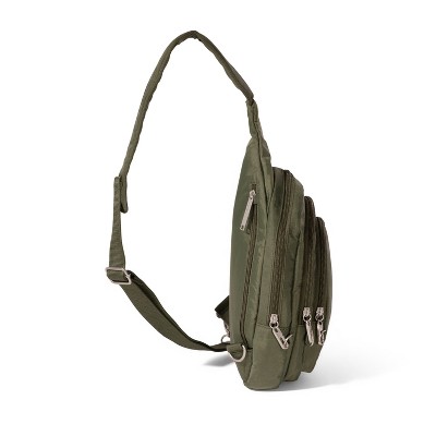 Baggallini Securtex Anti-Theft Multi Zip Sling Bag - Thyme — фото 4