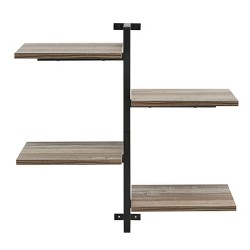 3-tier Antigua Crossed Double Rectangle Wall Shelf Unit Black/rustic ...