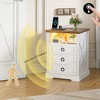 Vlsrka LED 3-Drawer Nightstand with Charging Station,White - 3 of 4