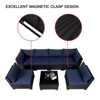 Nertpow Deluxe 7-Piece Outdoor Patio Furniture Set: Versatile Patio Set for Backyard, Lawn & Poolside Settings, Black Rattan Blue Cushion - 4 of 4