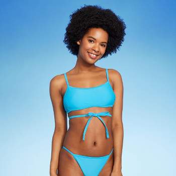 Women's Tunnel Front Bralette Bikini Top - Wild Fable™ Blue Marble Print X  - Yahoo Shopping